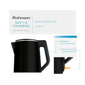Rohnson R-7528 Βραστήρας 1.5lt 2200W Μαύρος